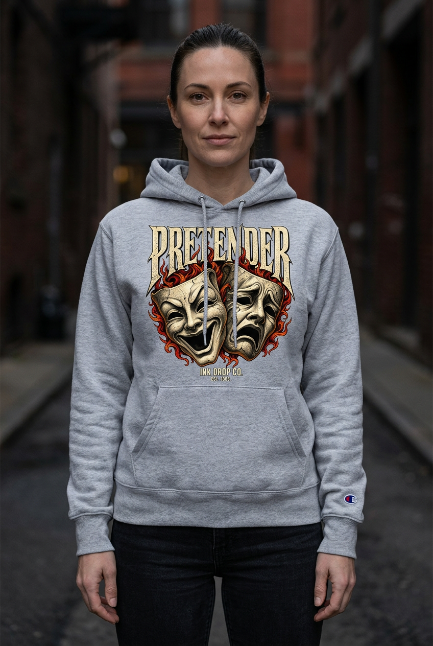 Pretender Women’s Theatre Mask Graphic Champion Hoodie