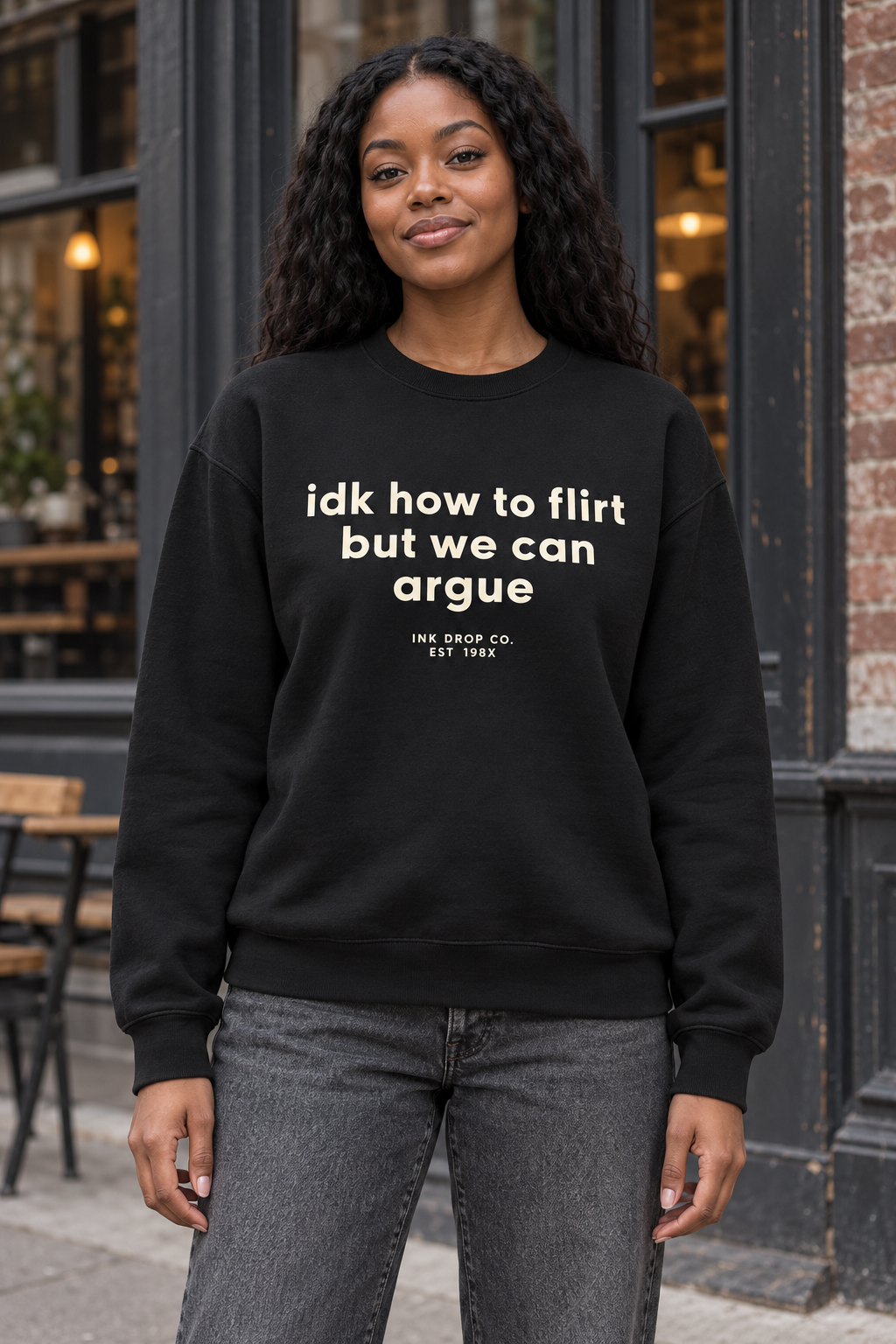 Unisex crewneck sweatshirt, black, front graphic print