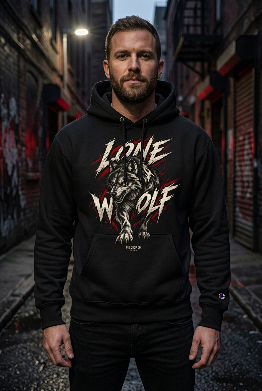 Lone Wolf Men’s Graphic Champion Hoodie