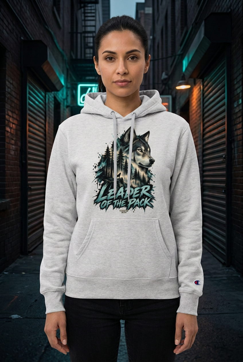 Leader of the Pack Women’s Wolf Graphic Champion Hoodie