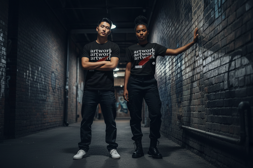 Black unisex graphic T-shirt with crew neck and short sleeves, front text artwork artwork artwork