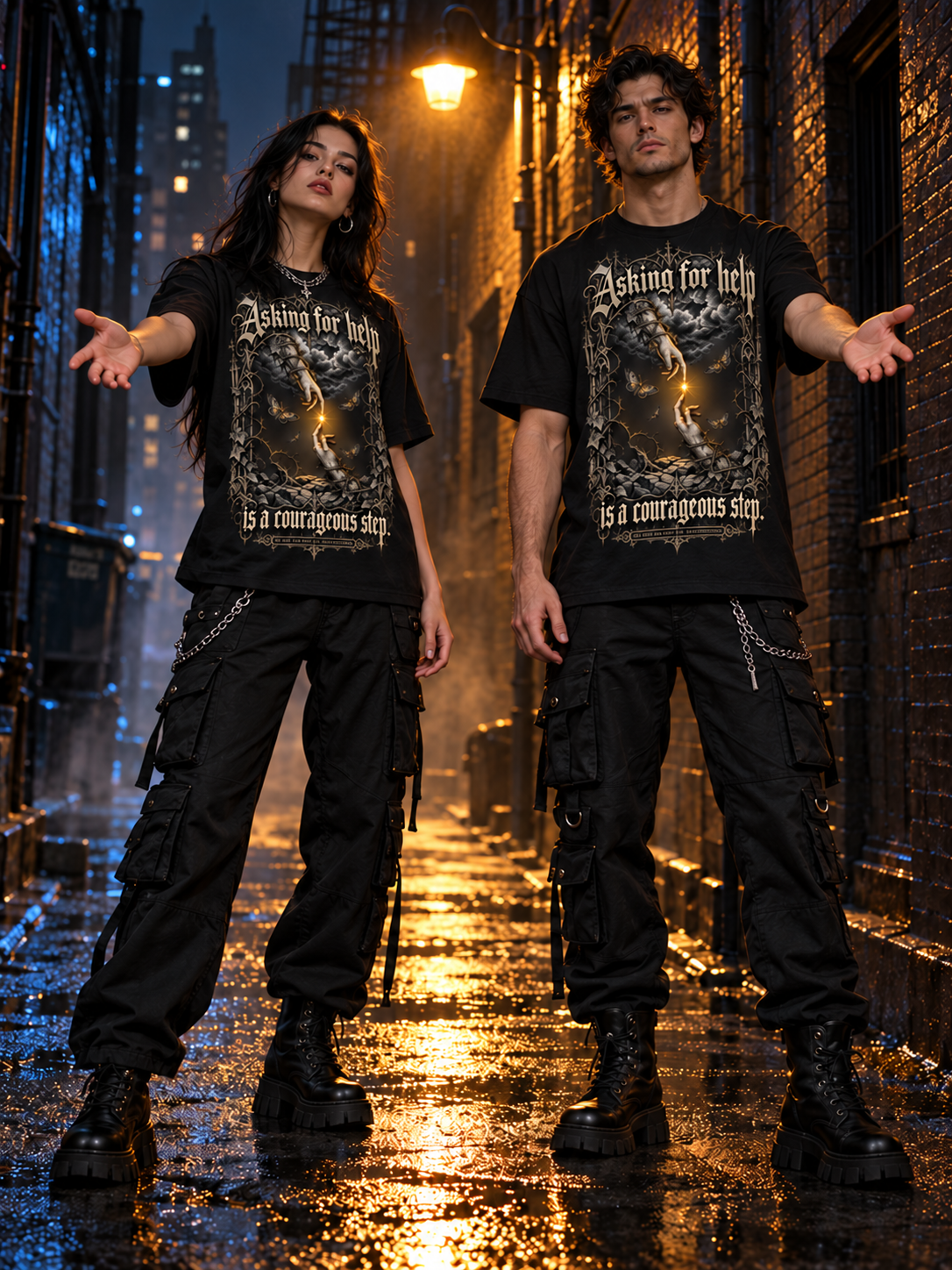 Black unisex graphic tee, centered front graphic with dragon and ornate text