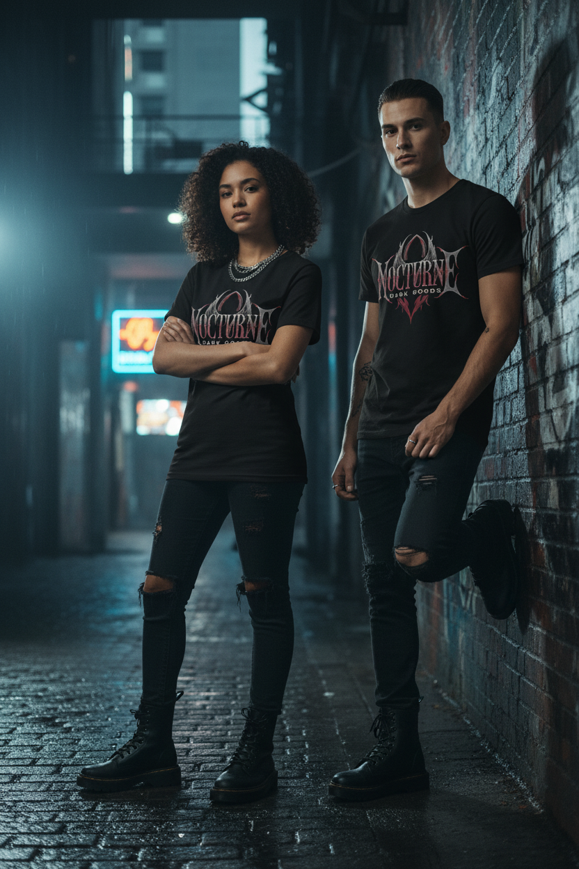 Ink Drop Co. unisex graphic T-shirt, black crewneck with front logo print