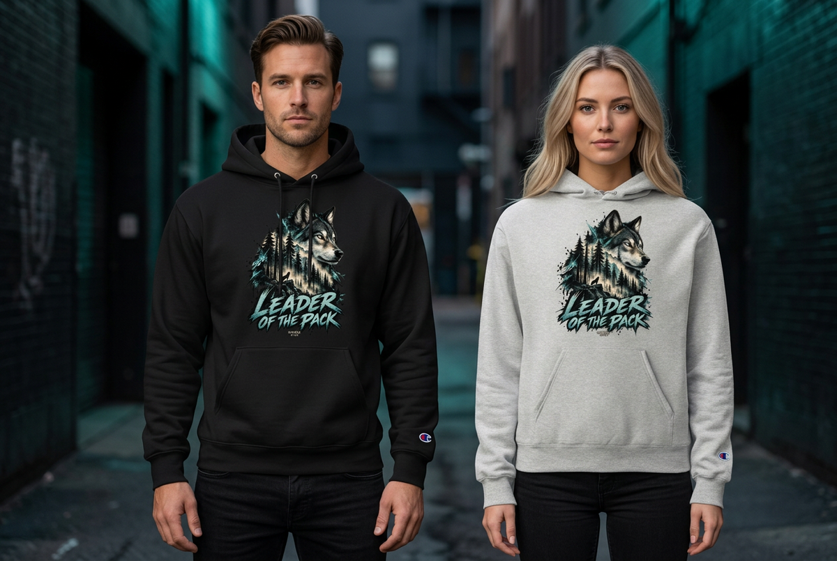 Leader of the Pack Unisex Wolf Graphic Champion Hoodie