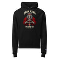 Unisex black graphic hoodie with front Iron King skull-and-wings print