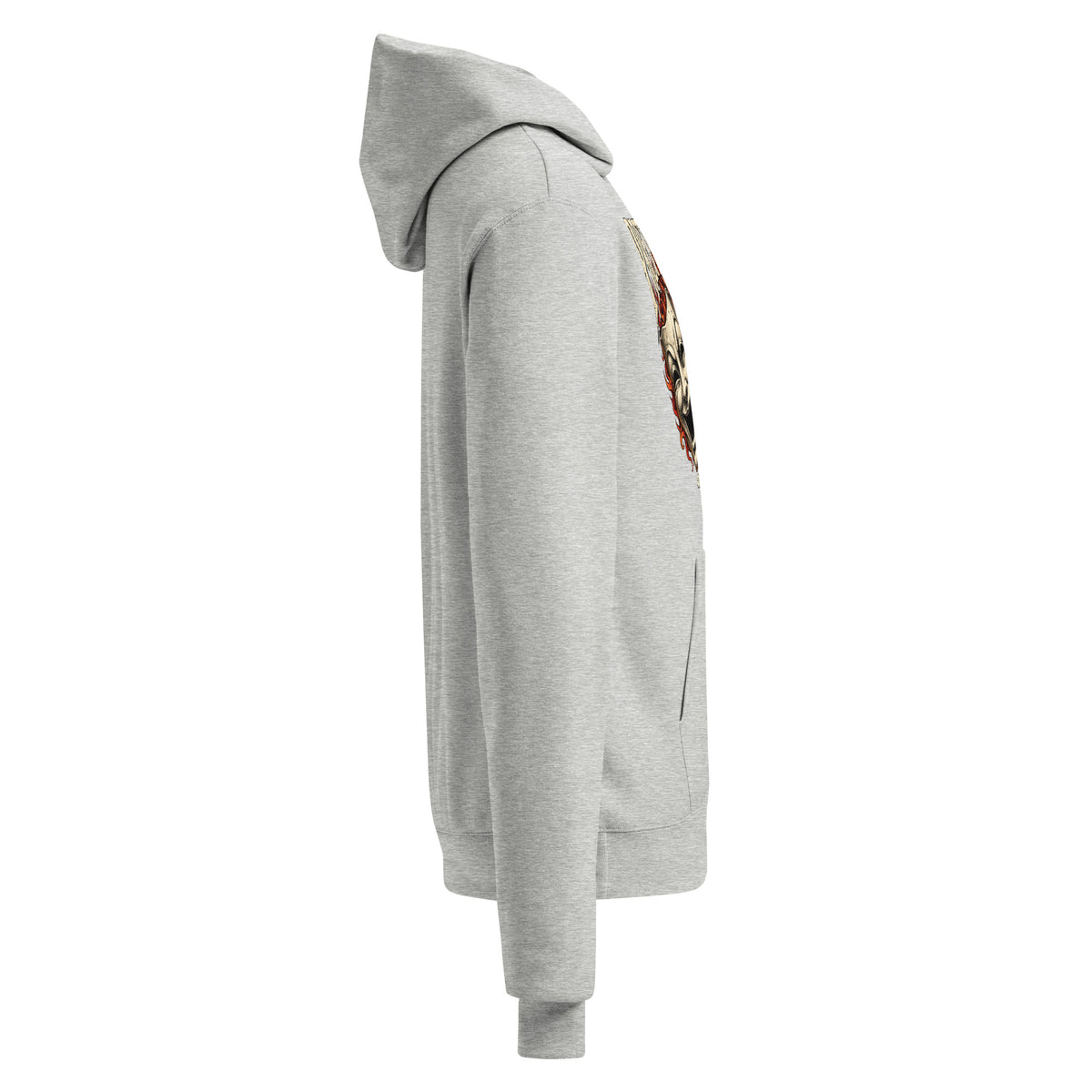Light gray Champion hoodie shown from the opposite side