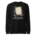 Unisex black long sleeve graphic tee with large distressed square chest print