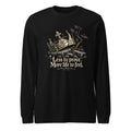 Unisex black long-sleeve graphic tee with crown, rocks, and quote print at center