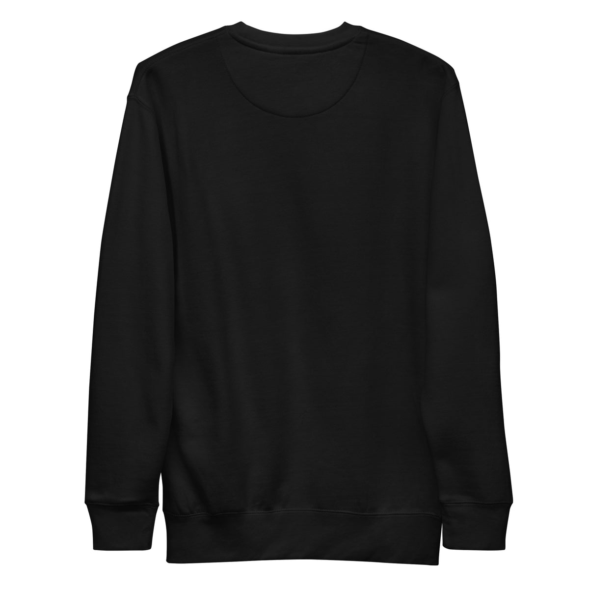 Black unisex crewneck sweatshirt, plain back view