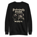 Black unisex crewneck sweatshirt with front graphic print and long sleeves