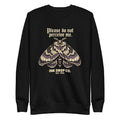 Black unisex crewneck sweatshirt with moth graphic and 'INK DROP CO.' print