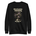 Black unisex crewneck sweatshirt, front vintage fan graphic