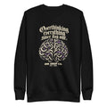 Black unisex crewneck sweatshirt with front graphic logo print on chest