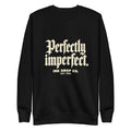 Unisex crewneck sweatshirt, black, with gold typography graphic on the front
