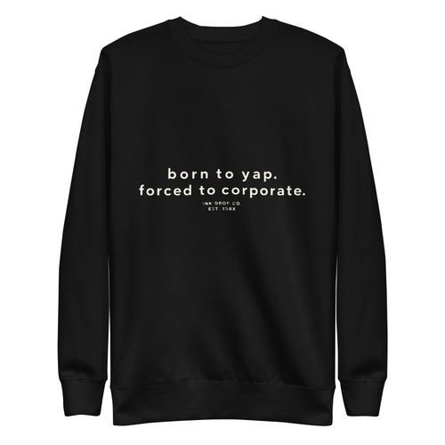 Unisex crewneck sweatshirt in black with small front text graphic