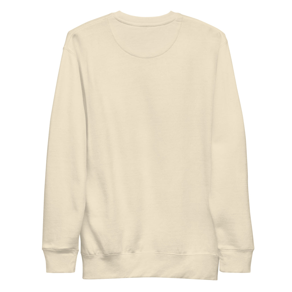 Unisex graphic crewneck sweatshirt in bone, plain back view
