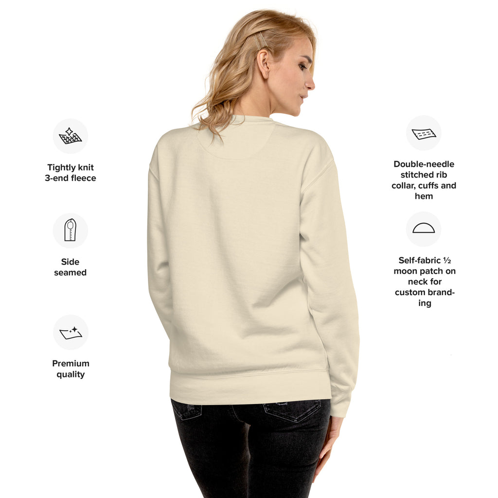 Bone unisex graphic crewneck sweatshirt with plain back and raglan sleeves