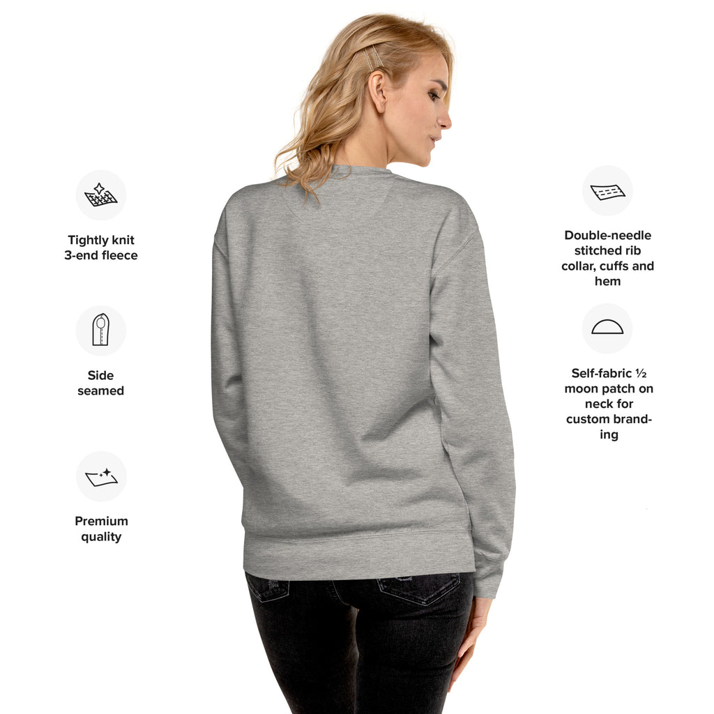 Unisex crewneck sweatshirt, light gray heather, back view with crew neckline