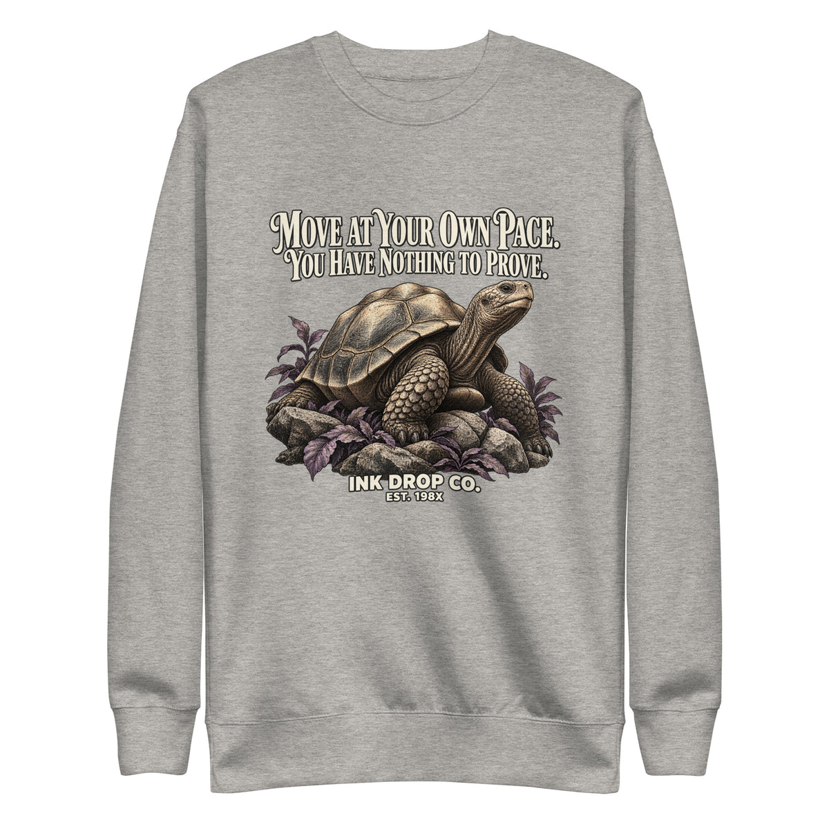 Unisex crewneck sweatshirt in light heather gray, front graphic print.