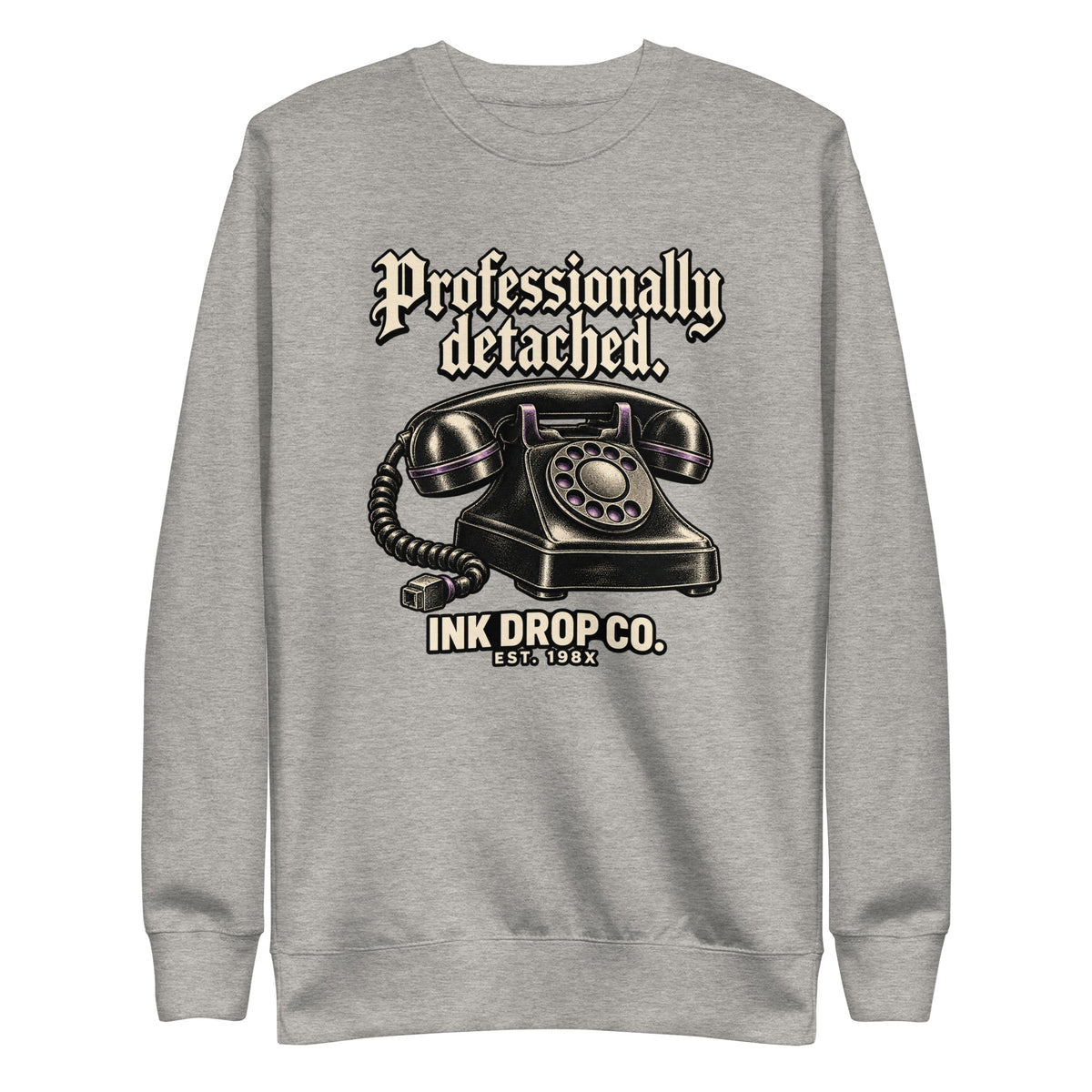 Light gray unisex crewneck sweatshirt with front graphic print and long sleeves