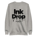 Heather gray crewneck sweatshirt with bold Ink Drop logo graphic on front