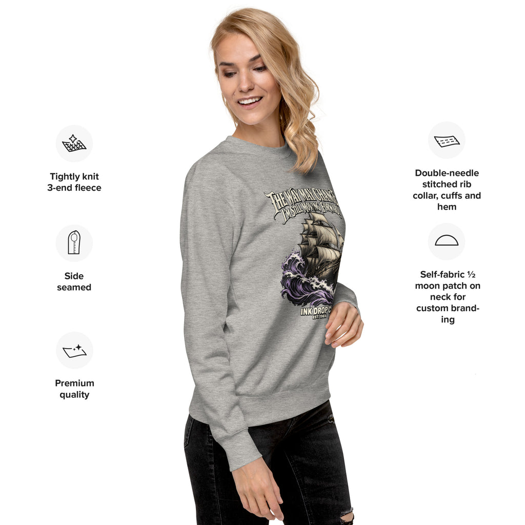 Carbon grey crewneck sweatshirt with front graphic print on chest