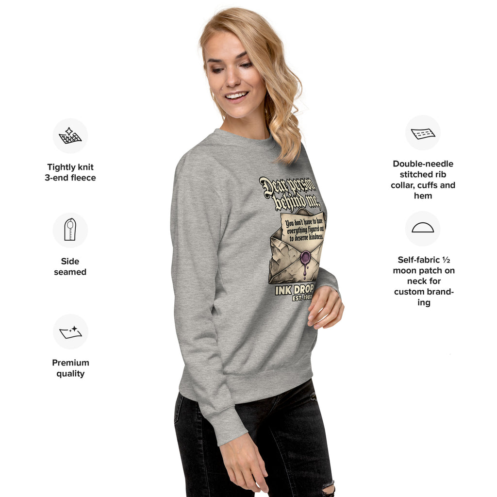 Unisex crewneck sweatshirt in medium heather gray with front graphic print
