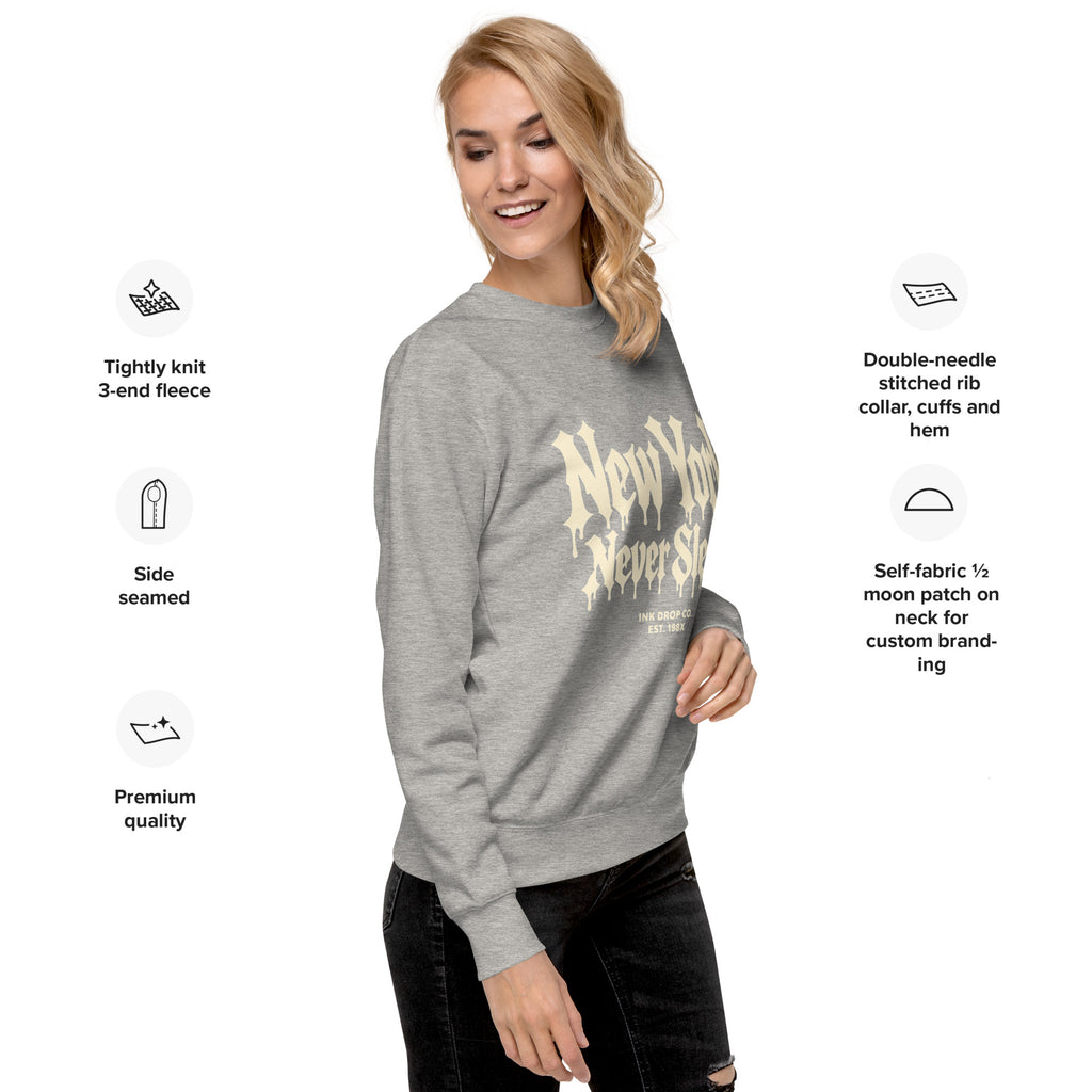 Unisex crewneck sweatshirt in light heather gray with front graphic print