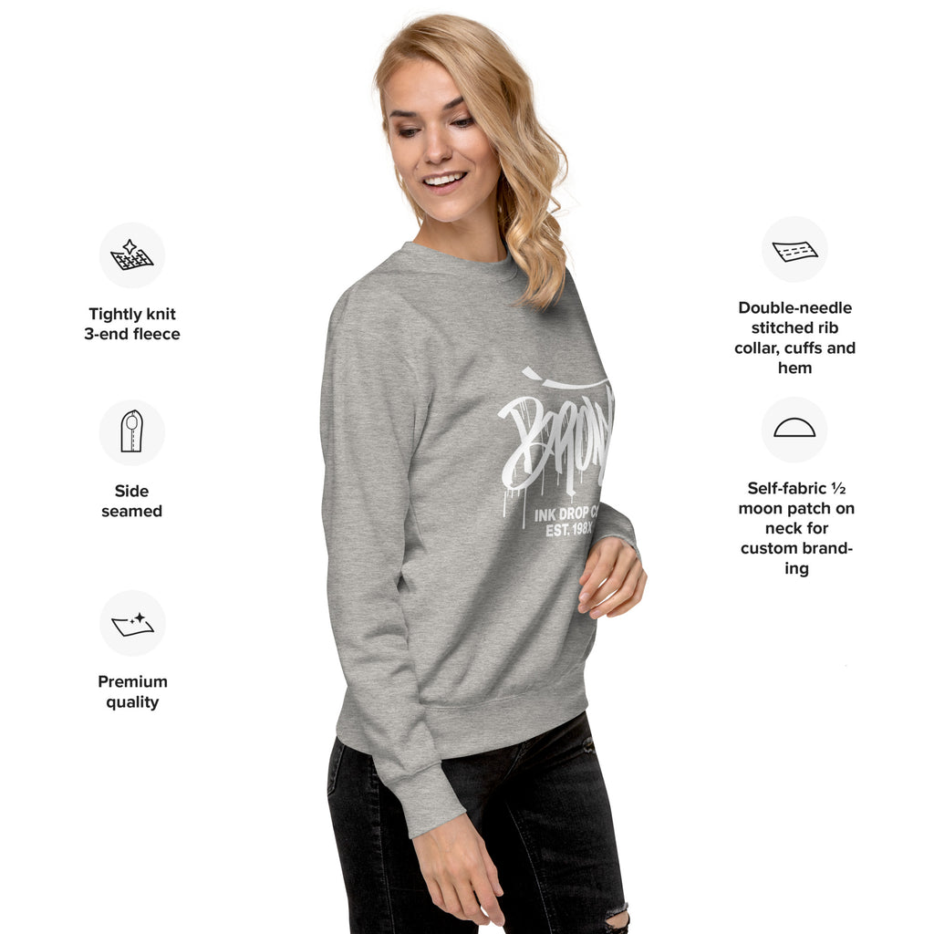 Carbon grey unisex crewneck sweatshirt, front logo print, crew neck, ribbed hem