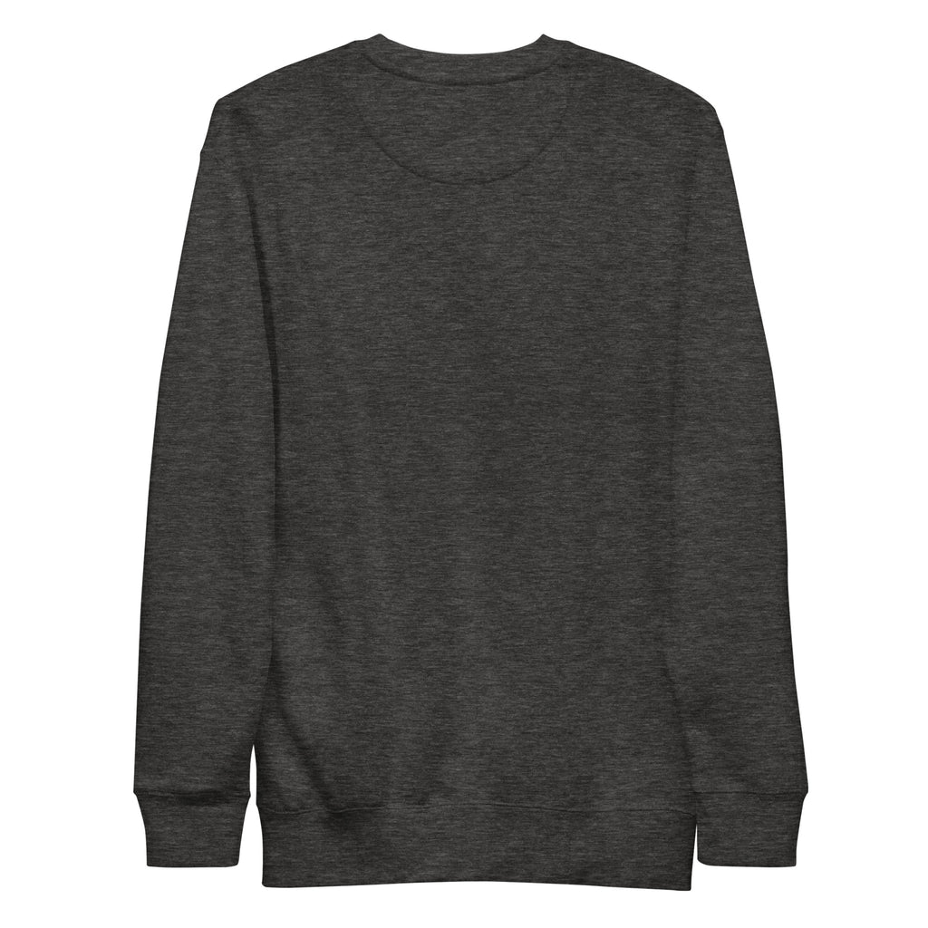 Charcoal heather unisex crewneck sweatshirt, plain back view