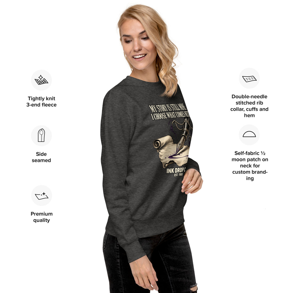 Charcoal heather unisex crewneck sweatshirt with large front graphic and long sleeves.