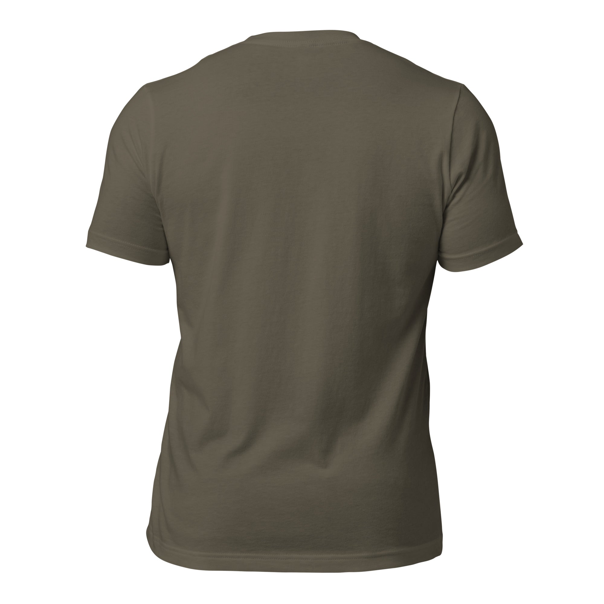 Olive unisex crewneck T-shirt, plain back view