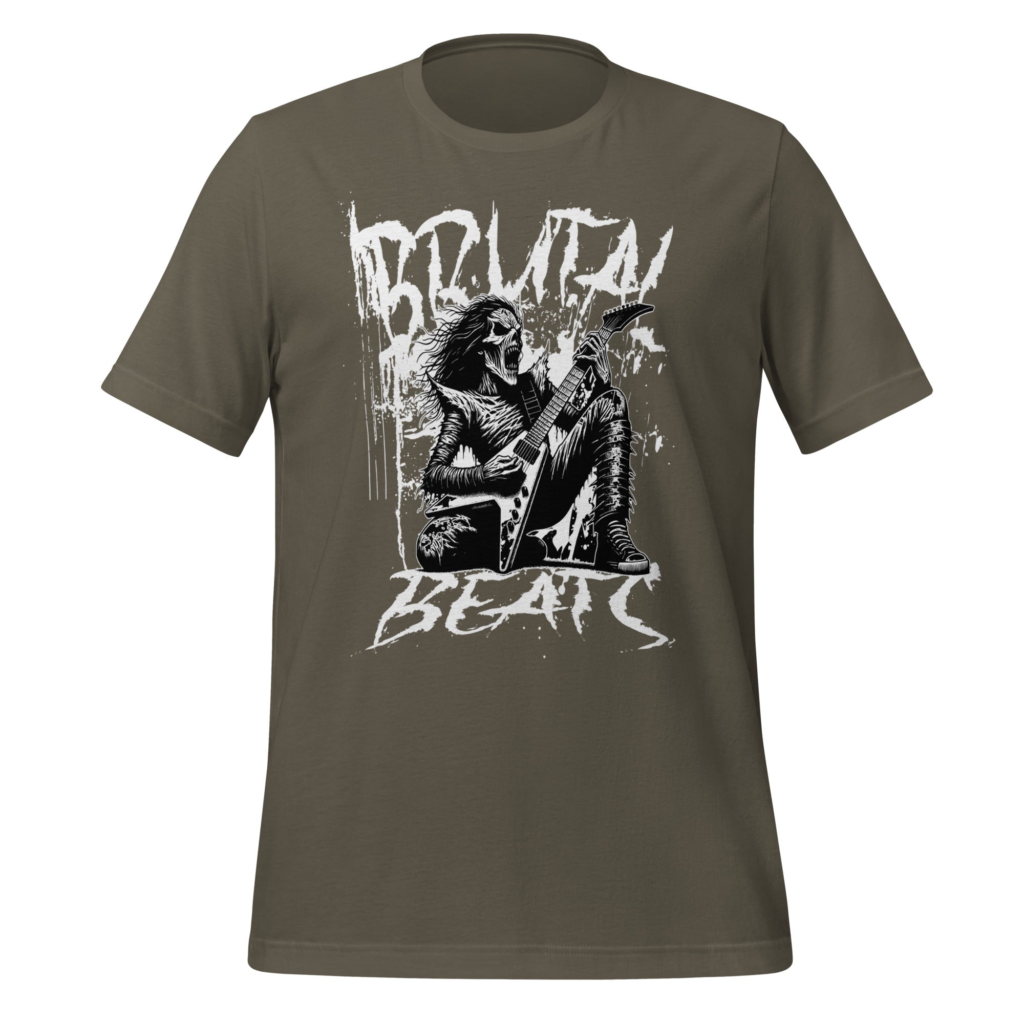 Unisex graphic T-shirt in dark green with front band guitarist print