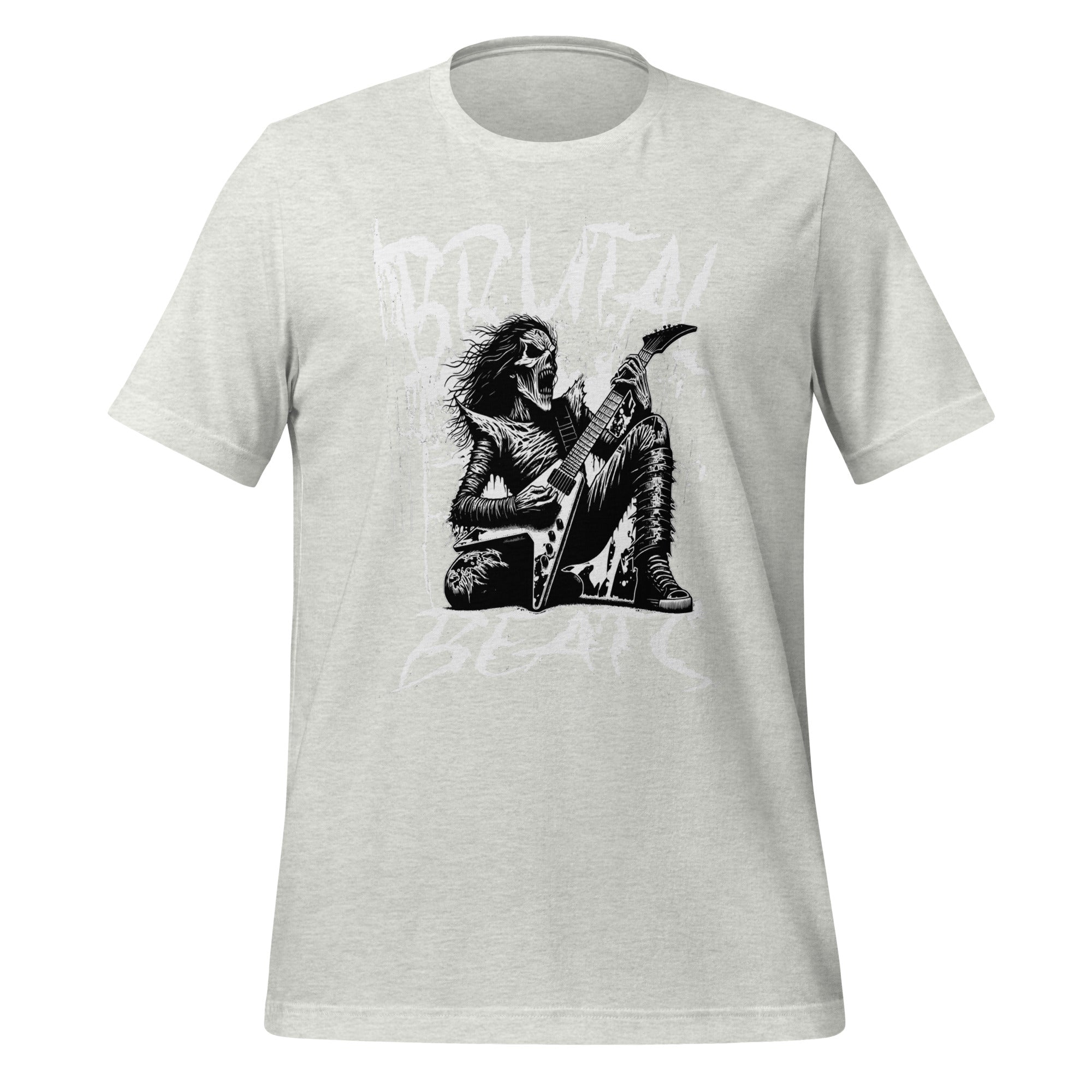 Unisex graphic T-shirt in light heather gray with front band guitarist print