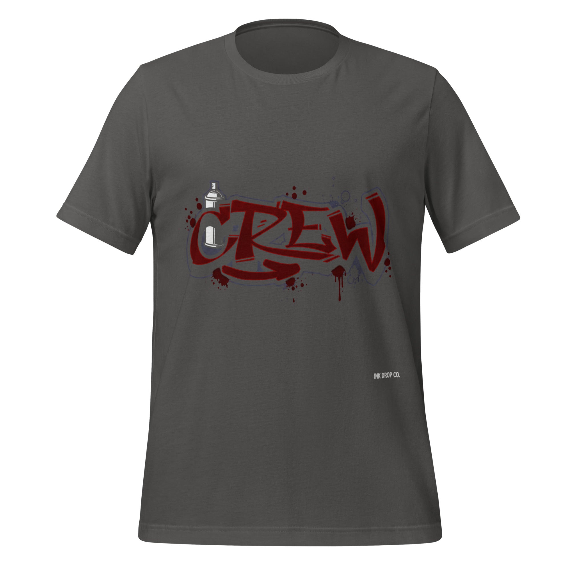 Men's graphic crewneck t-shirt, asphalt gray, front red/black logo print