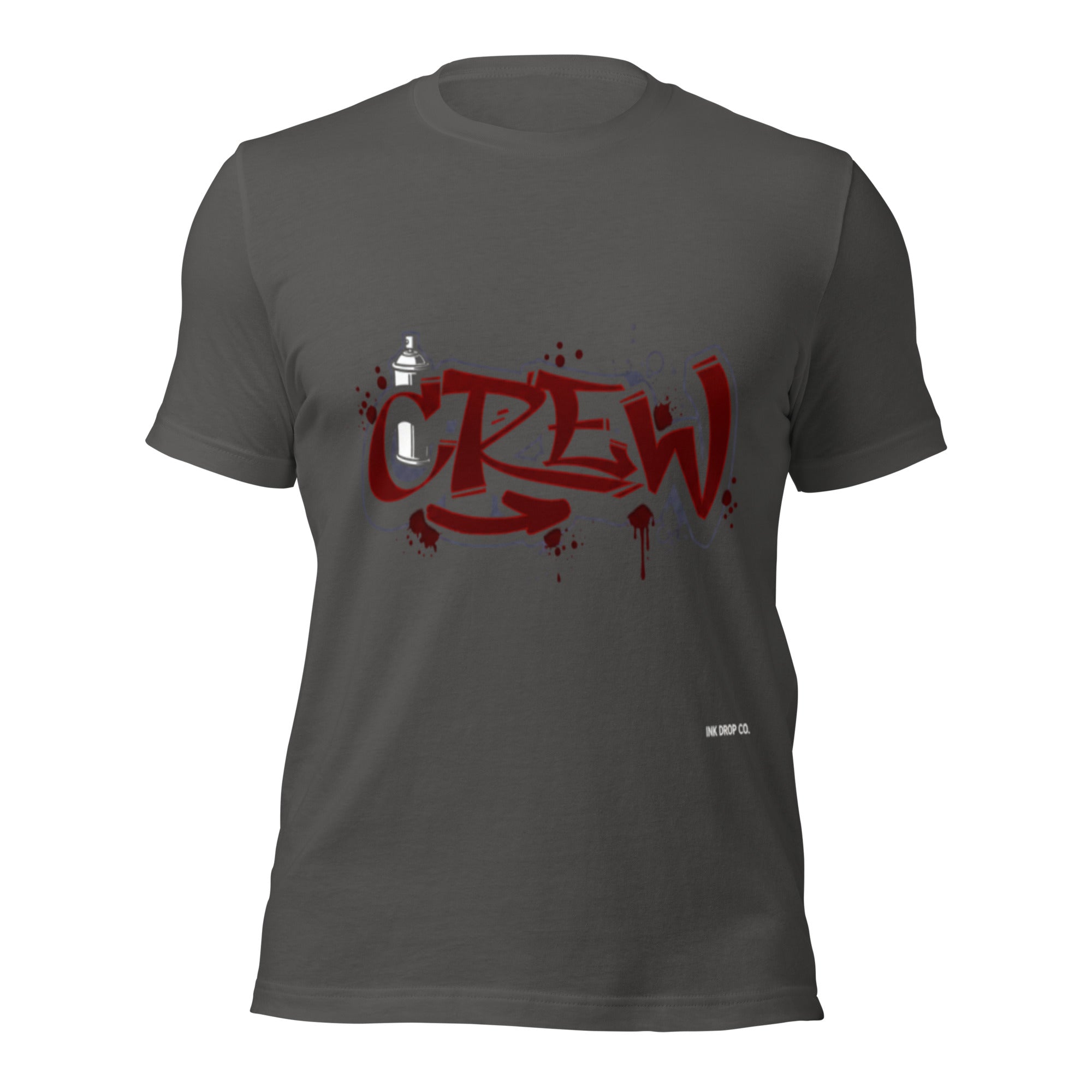 Women's crew-neck t-shirt, asphalt grey, red graffiti-style front graphic