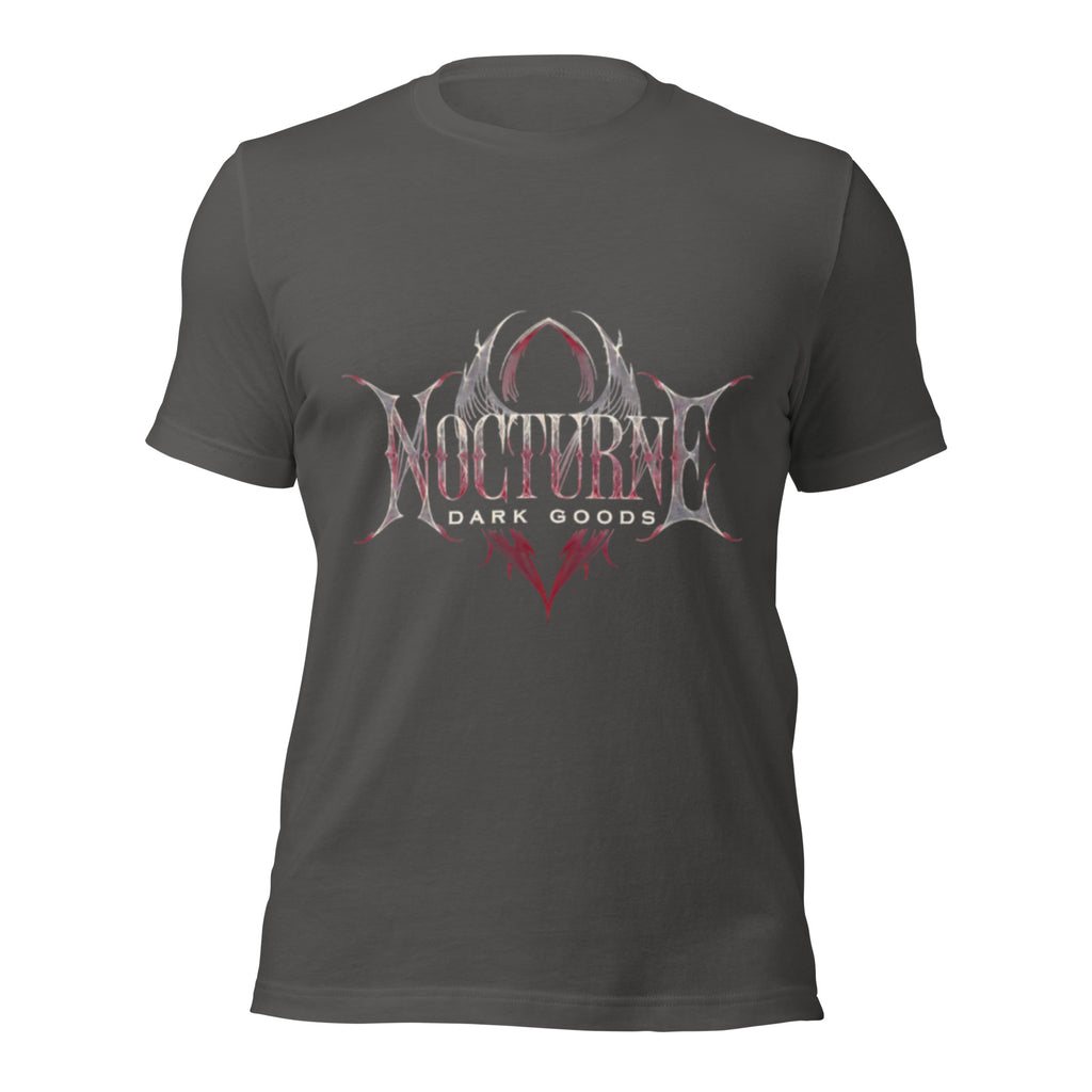 Dark grey unisex graphic T-shirt with large front "Nocturnal Dark Goods" print