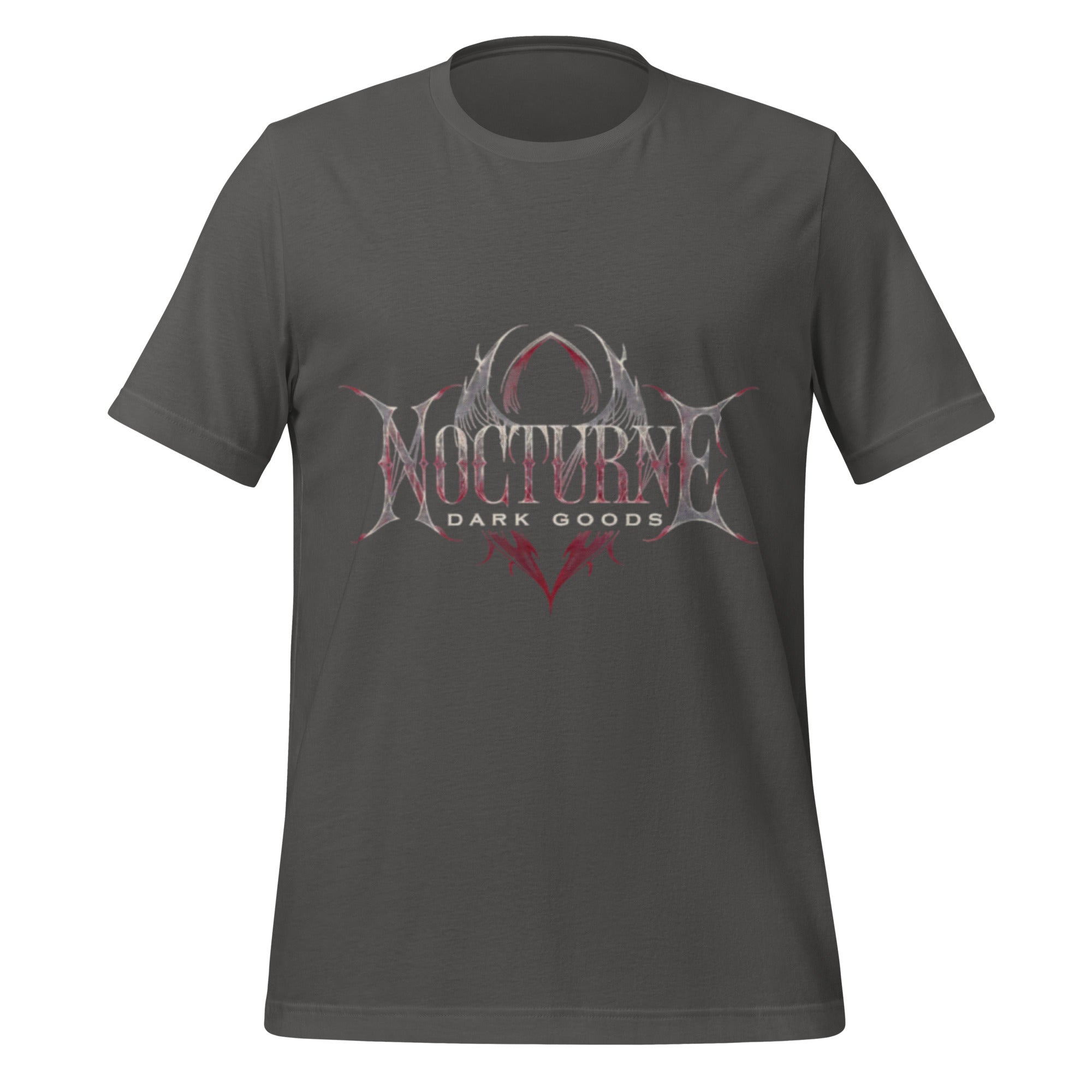 Asphalt unisex graphic T-shirt with centered front occult eye logo and “Dark Goods” text
