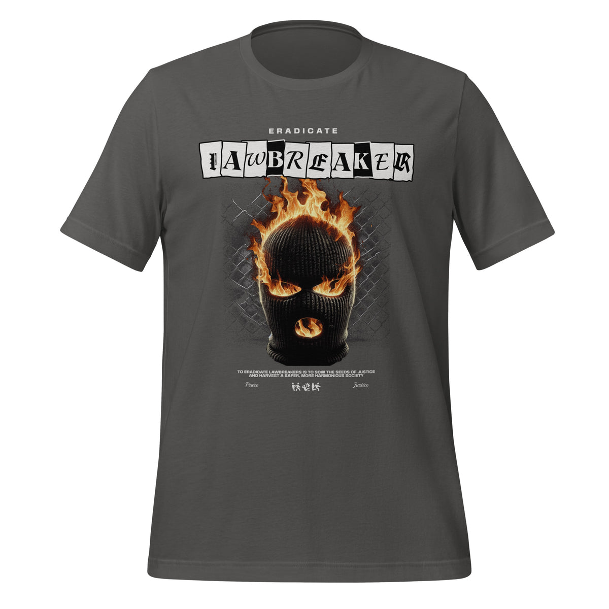 Asphalt gray graphic band tee with fiery skull front print
