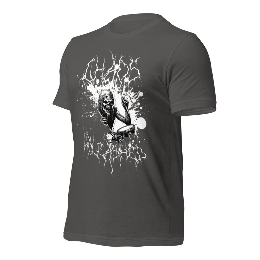 Unisex graphic t-shirt in black with white wolf head electric splash print