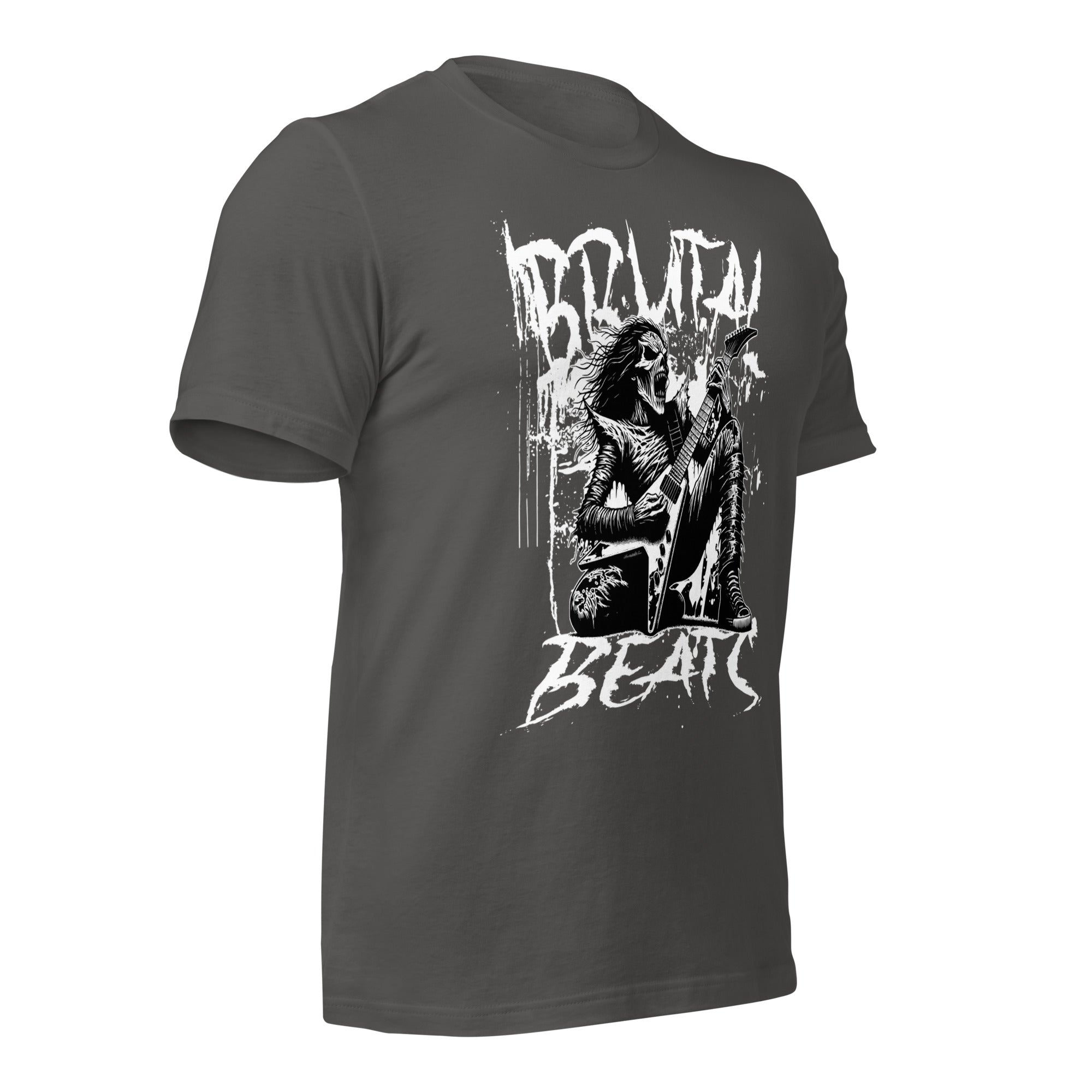 Dark gray unisex graphic T-shirt with front rock musician print