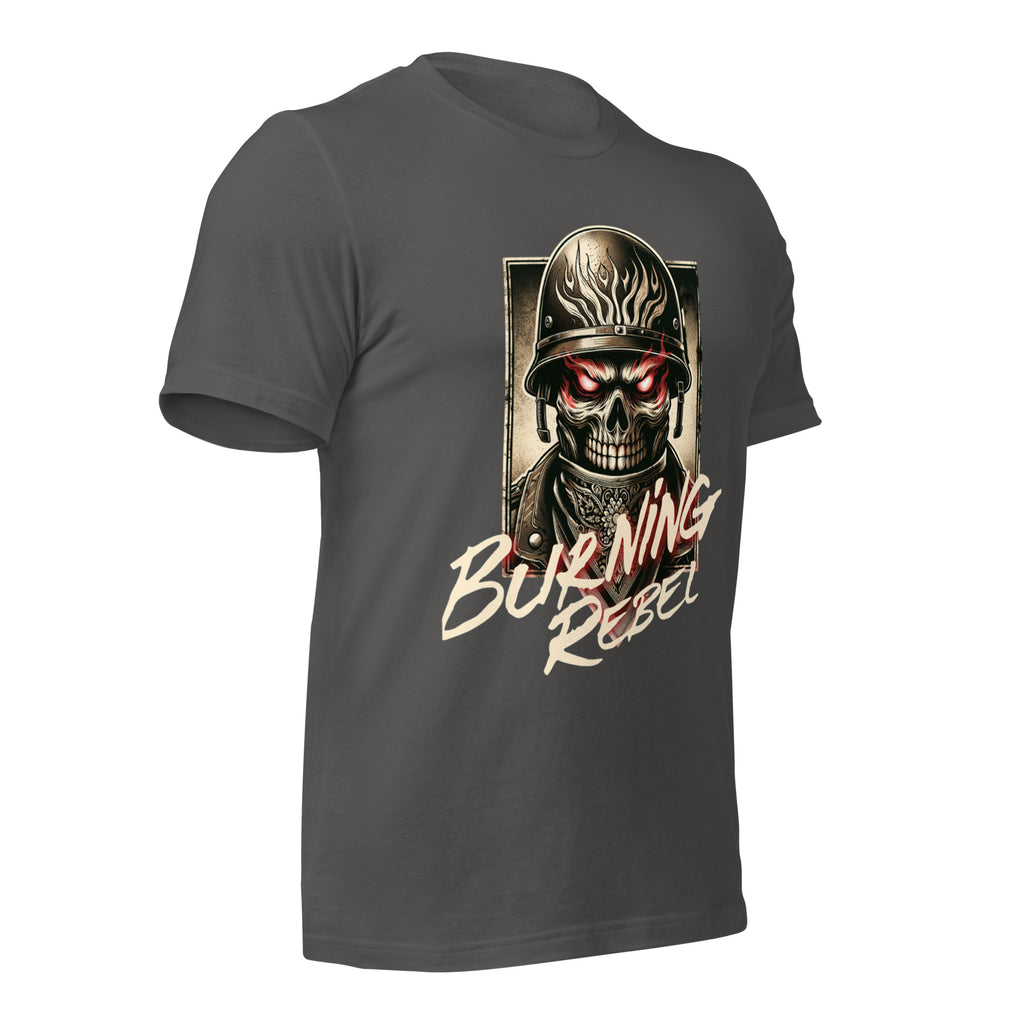 Unisex graphic T-shirt, black, skull-in-helmet front print