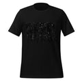 Black unisex graphic T-shirt with REBEL ink splash dripping print on the chest