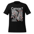 Men's graphic T-shirt, black, front print with “Canvas?” and flames text