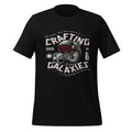 Men's graphic T-shirt in black with front astronaut-style galaxy print
