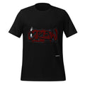 Men's graphic crewneck t-shirt, black, front red/black logo print