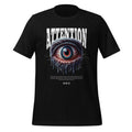 Men's graphic T-shirt in black with front eye and 'ATTENTION' print