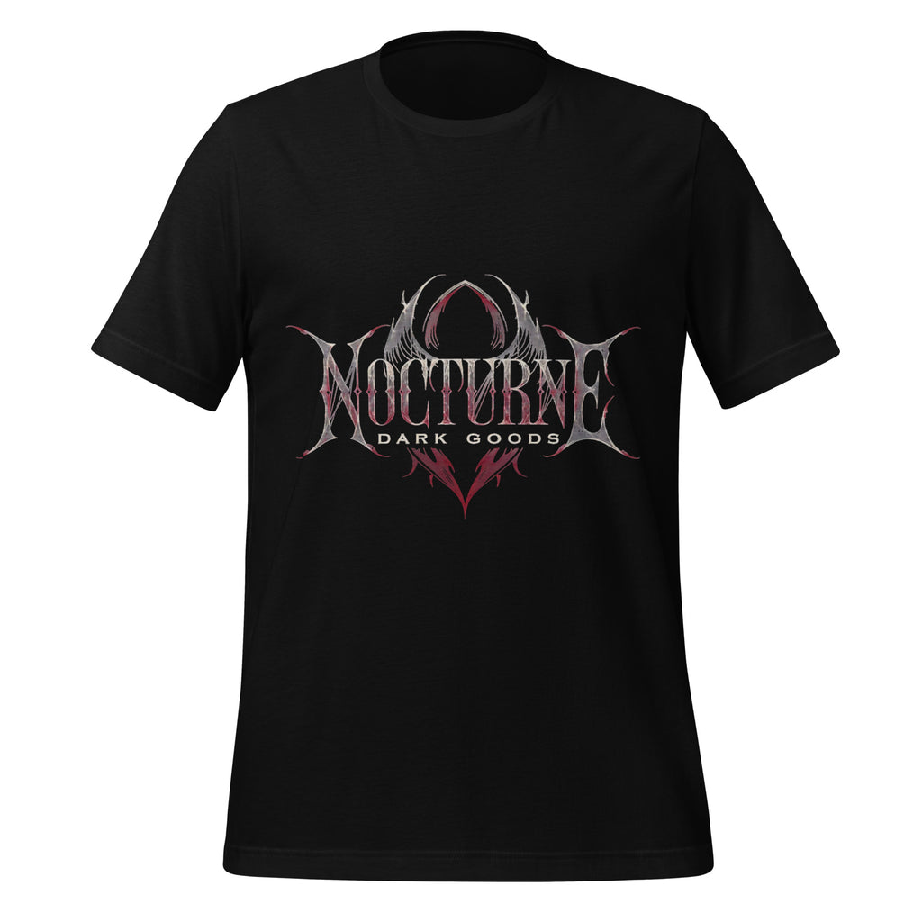 Men's black graphic t-shirt with Nocturne Dark Goods logo print on chest
