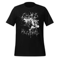 Men's black graphic T-shirt with white skull and lightning burst front print
