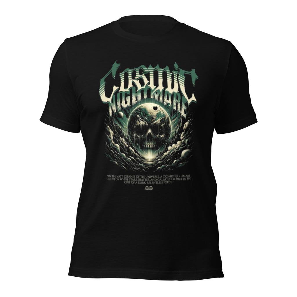 Unisex black graphic T-shirt with skull moon front print